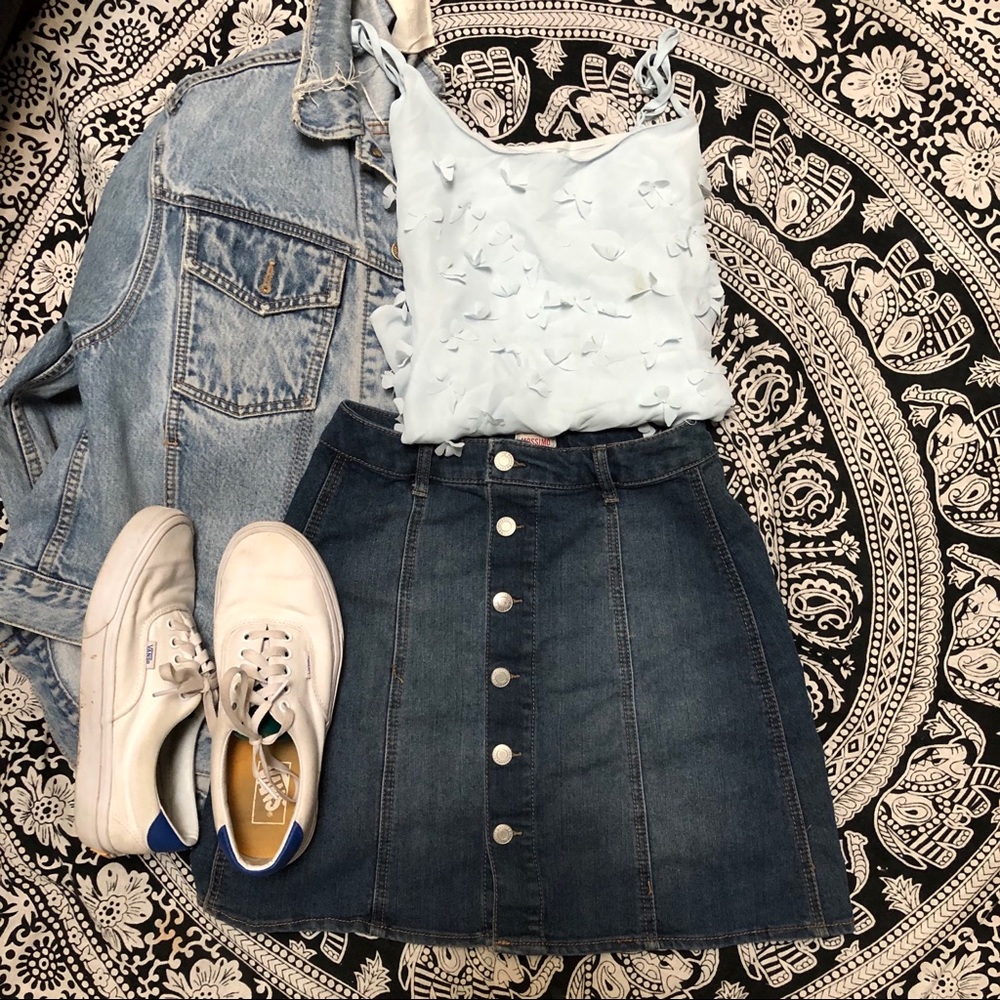 Denim button up skirt